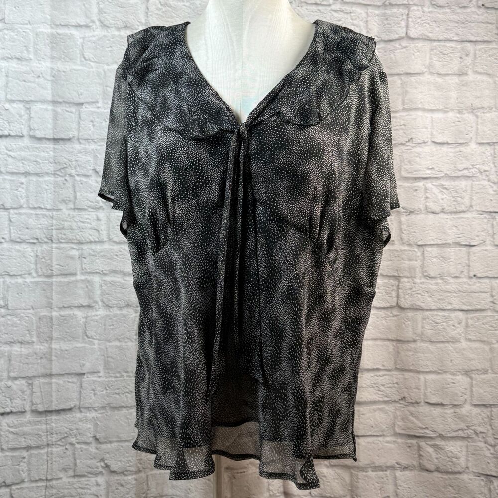 New York City Design Co Women's 4XL Sheer Blouse Short Sleeve Ruffled Plus Size